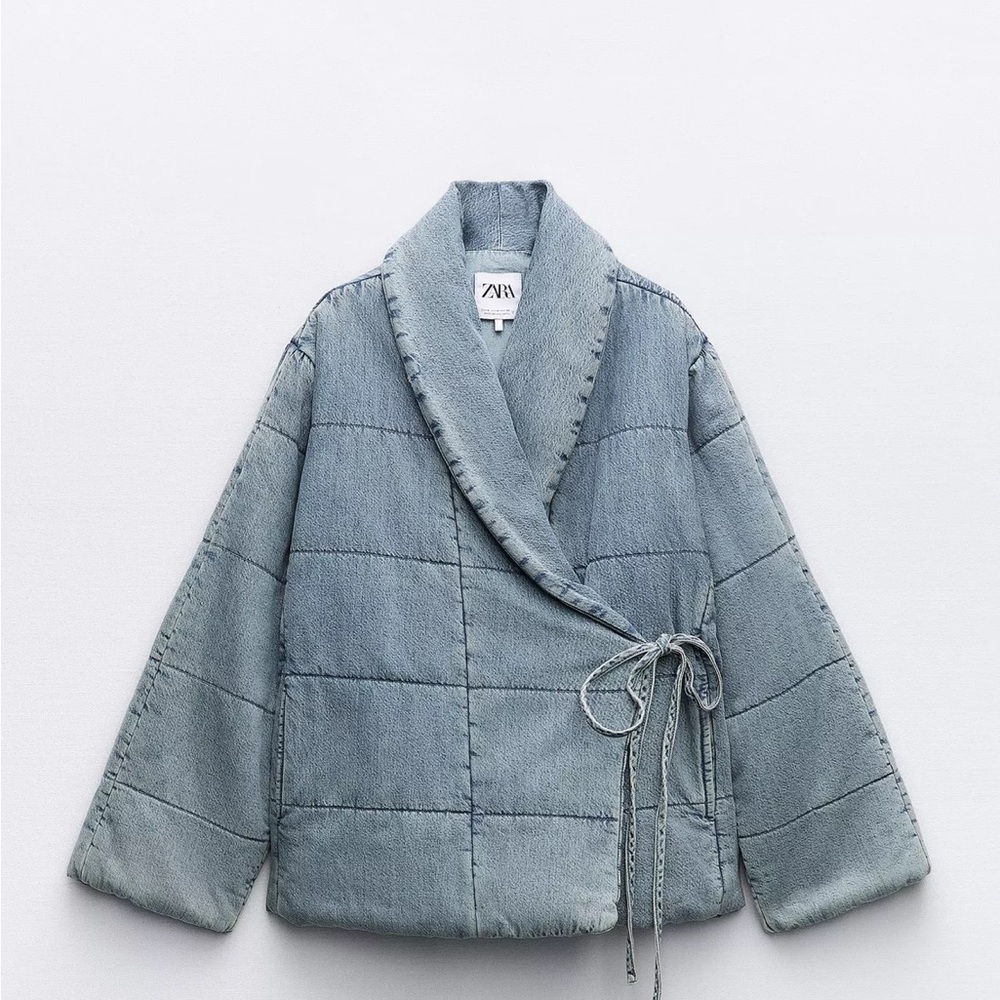 Zara TRF Denim Puffer Jacket - NWT